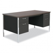 Alera Double Pedestal Steel Desk, 60" x 30" x 29.5", Mocha/Black (SD6030BM)