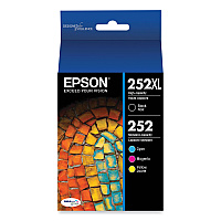 Epson T252XL-BCS (252XL) DURABrite Ultra High-Yield Ink, 1,100 Page-Yield, Black/Cyan/Magenta/Yellow
