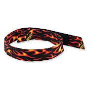 ergodyne Chill-Its 6705 Cooling Embedded Polymers Hook and Loop Bandana Headbnd, One Size Fit Most, Flames (EGO12311)