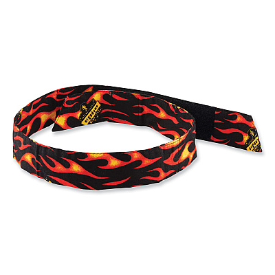 ergodyne Chill-Its 6705 Cooling Embedded Polymers Hook and Loop Bandana Headbnd, One Size Fit Most, Flames (EGO12311)