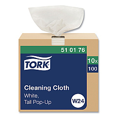 Tork Cleaning Cloth, 8.46 x 16.13, White, 100 Wipes/Box, 10 Boxes/Carton (TRK510176)