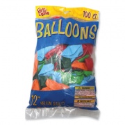 Tablemate Balloons, 12", Helium Quality Latex, Assorted Colors, 100/Pack, 20 Packs/Carton (916100)