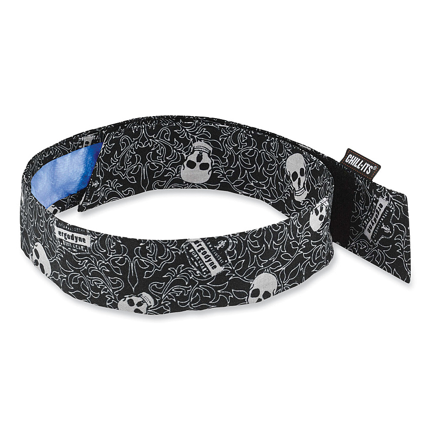 ergodyne Chill-Its 6705CT Cooling PVA Hook and Loop Bandana Headband, One Size Fits Most, Skulls (EGO12579)