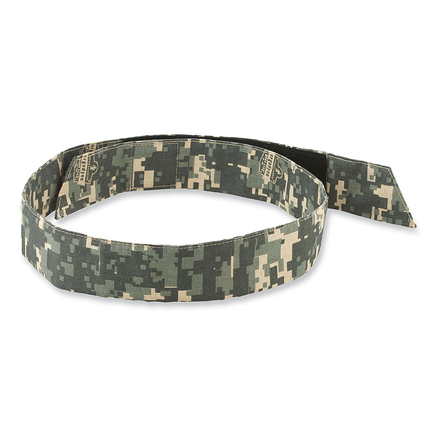 ergodyne Chill-Its 6705 Cooling Embedded Polymers Hook and Loop Bandana Headband, One Size Fits Most, Camo (EGO12314)