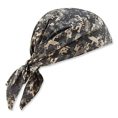 ergodyne Chill-Its 6710 Cooling Embedded Polymers Tie Bandana Triangle Hat, One Size Fits Most, Camo (EGO12324)