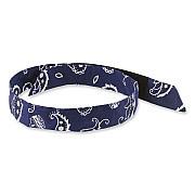 ergodyne Chill-Its 6705 Cooling Embedded Polymers Hook and Loop Bandana Headband, One Size Fits Most, Navy Western (EGO12316)