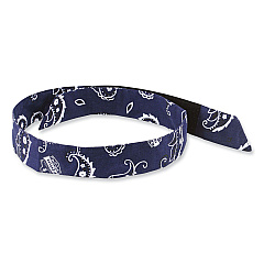 ergodyne Chill-Its 6705 Cooling Embedded Polymers Hook and Loop Bandana Headband, One Size Fits Most, Navy Western (EGO12316)