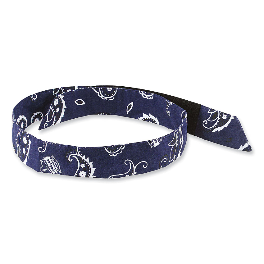 ergodyne Chill-Its 6705 Cooling Embedded Polymers Hook and Loop Bandana Headband, One Size Fits Most, Navy Western (EGO12316)