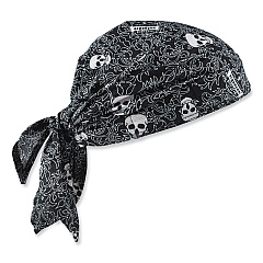 ergodyne Chill-Its 6710 Cooling Embedded Polymers Tie Bandana Triangle Hat, One Size Fits Most, Skulls (EGO12359)