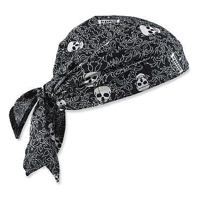 ergodyne Chill-Its 6710 Cooling Embedded Polymers Tie Bandana Triangle Hat, One Size Fits Most, Skulls (EGO12359)