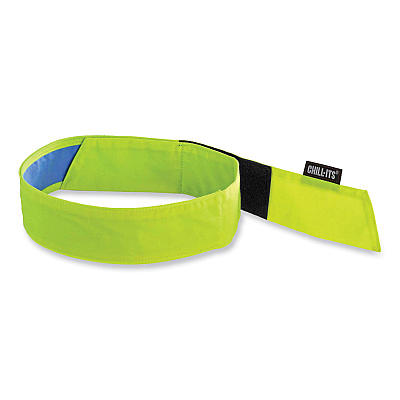 ergodyne Chill-Its 6705CT Cooling PVA Hook and Loop Bandana Headband, One Size Fits Most, Lime (EGO12576)