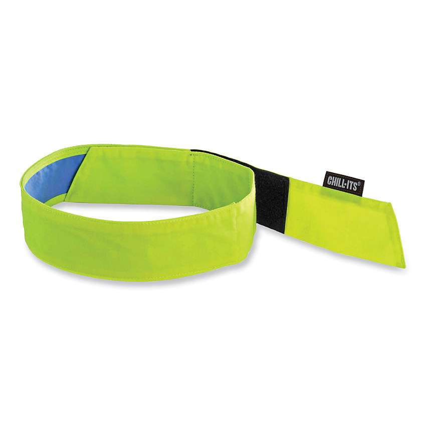 ergodyne Chill-Its 6705CT Cooling PVA Hook and Loop Bandana Headband, One Size Fits Most, Lime (EGO12576)