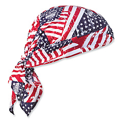 ergodyne Chill-Its 6710 Cooling Embedded Polymers Tie Bandana Triangle Hat, One Size Fits Most, Stars and Stripes (EGO12323)