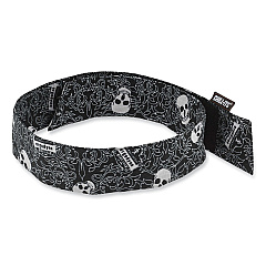 ergodyne Chill-Its 6705 Cooling Embedded Polymers Hook and Loop Bandana Headbnd, One Size Fit Most, Skulls (EGO12349)