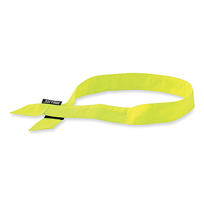 ergodyne Chill-Its 6705 Cooling Embedded Polymers Hook and Loop Bandana Headband, One Size Fits Most, Lime (EGO12321)