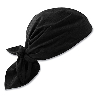 ergodyne Chill-Its 6710CT Cooling PVA Tie Bandana Triangle Hat, One Size Fits Most, Black (EGO12585)