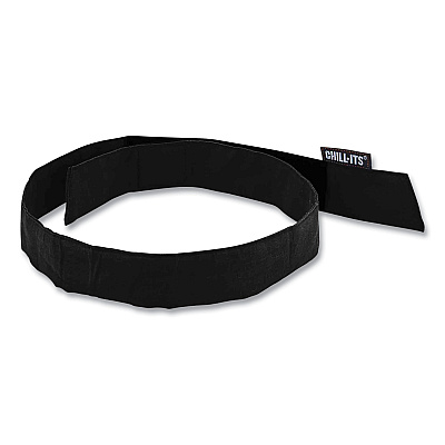 ergodyne Chill-Its 6705 Cooling Embedded Polymers Hook and Loop Bandana Headband, One Size Fit Most, Black (EGO12333)