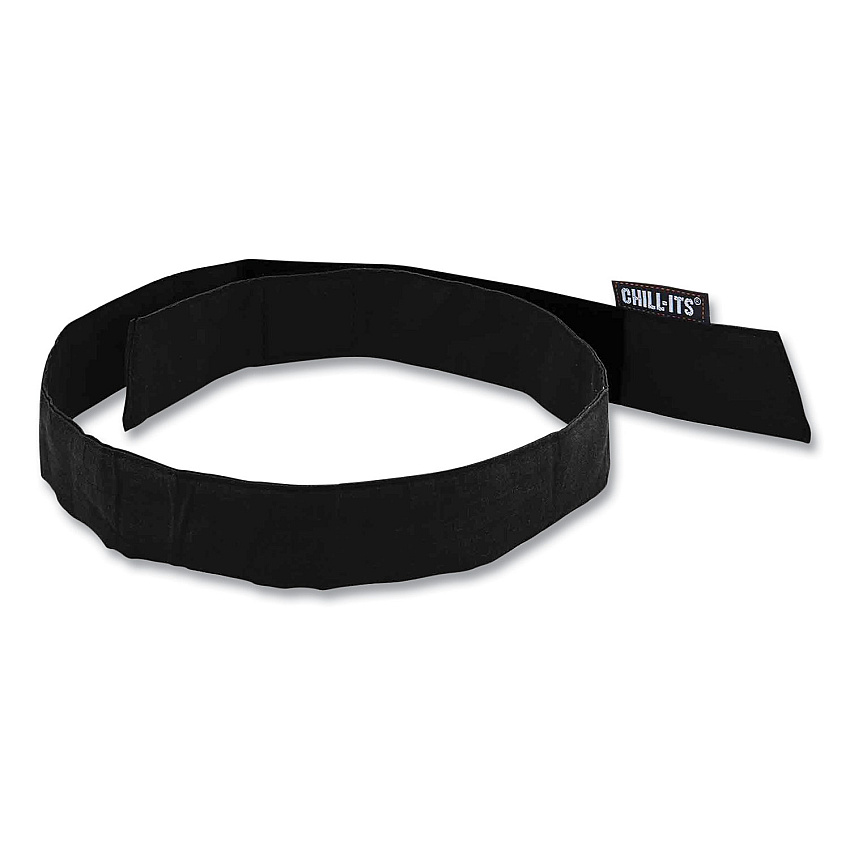 ergodyne Chill-Its 6705 Cooling Embedded Polymers Hook and Loop Bandana Headband, One Size Fit Most, Black (EGO12333)
