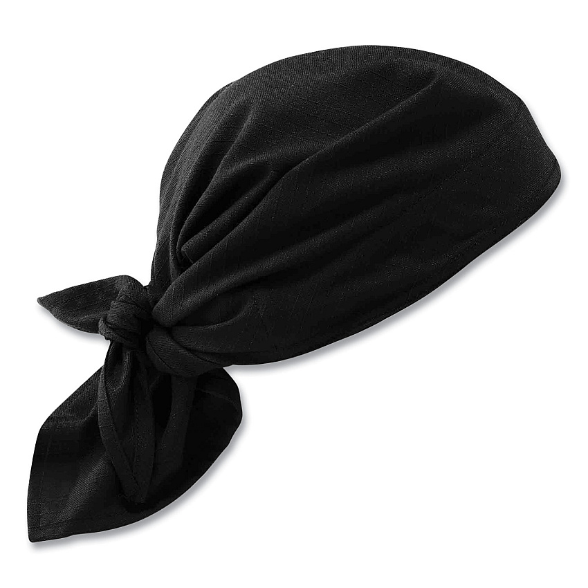 ergodyne Chill-Its 6710 Cooling Embedded Polymers Tie Bandana Triangle Hat, One Size Fits Most, Black (EGO12335)