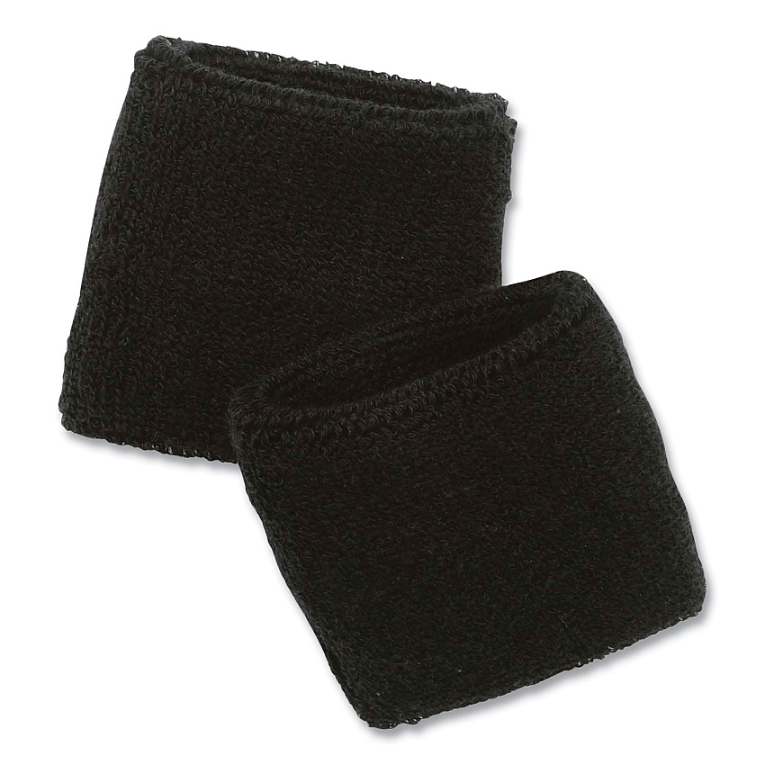 ergodyne Chill-Its 6500 Wrist Terry Cloth Sweatband, Cotton Terry, One Size Fits Most, Black (EGO12402)