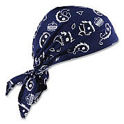 ergodyne Chill-Its 6710 Cooling Embedded Polymers Tie Bandana Triangle Hat, One Size Fit Most, Navy Westrn (EGO12326)