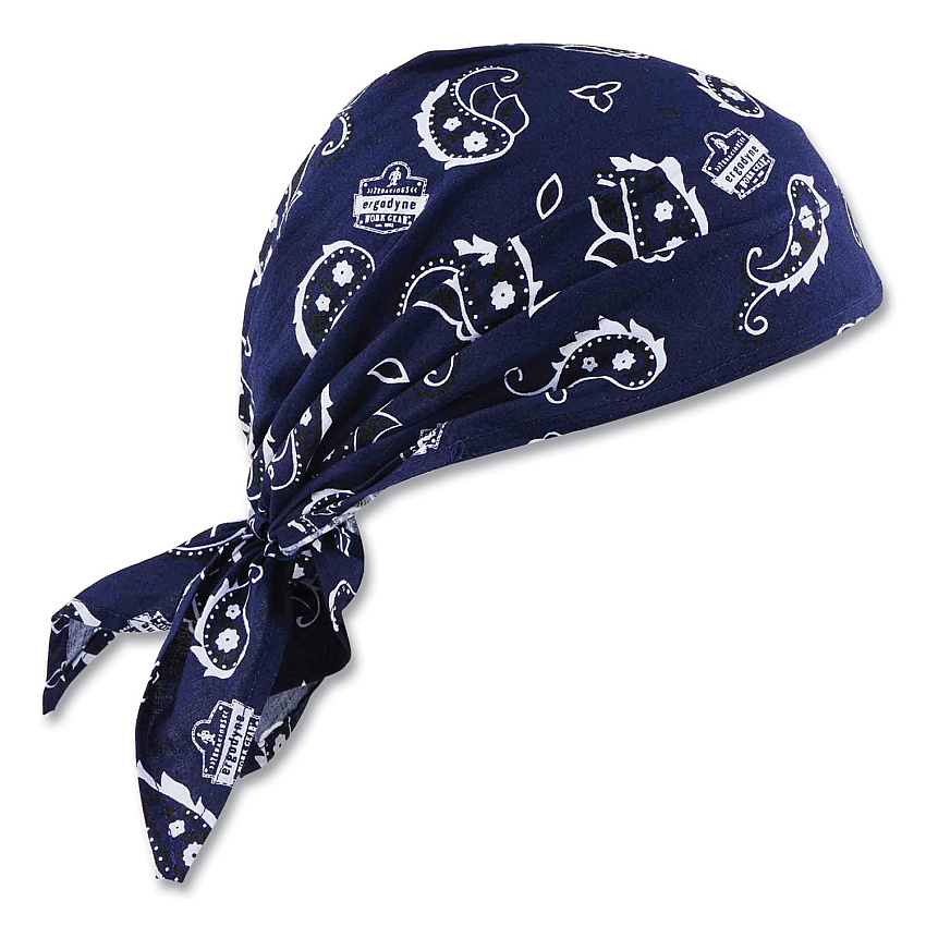 ergodyne Chill-Its 6710 Cooling Embedded Polymers Tie Bandana Triangle Hat, One Size Fit Most, Navy Westrn (EGO12326)