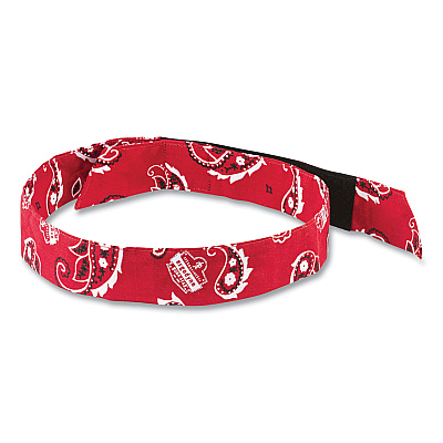 ergodyne Chill-Its 6705 Cooling Embedded Polymers Hook and Loop Bandana Headband, One Size Fits Most, Red Western (EGO12315)