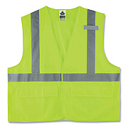 ergodyne GloWear 8225HL Class 2 Standard Solid Hook and Loop Vest, Polyester, Lime, Large/X-Large (EGO21185)