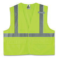 ergodyne GloWear 8225HL Class 2 Standard Solid Hook and Loop Vest, Polyester, Lime, Large/X-Large (EGO21185)