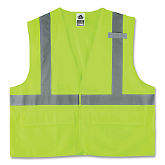 ergodyne GloWear 8225HL Class 2 Standard Solid Hook and Loop Vest, Polyester, Lime, Large/X-Large (EGO21185)