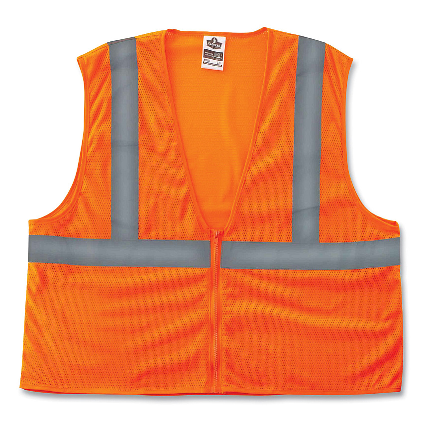 ergodyne GloWear 8205Z Class 2 Super Economy Mesh Vest, Polyester, Orange, Small/Medium (EGO20983)