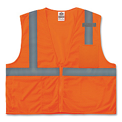 ergodyne GloWear 8210Z Class 2 Economy Mesh Vest, Polyester, Orange, Small/Medium (EGO21043)