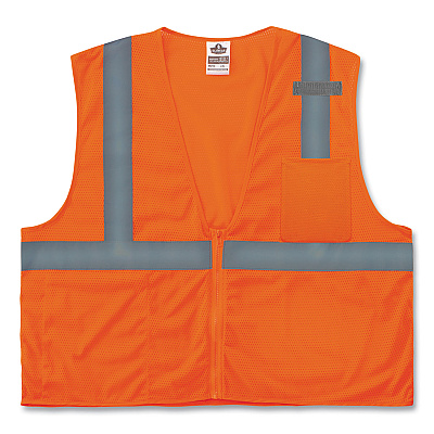 ergodyne GloWear 8210Z Class 2 Economy Mesh Vest, Polyester, Orange, Small/Medium (EGO21043)
