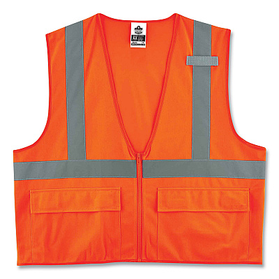 ergodyne GloWear 8225Z Class 2 Standard Solid Vest, Polyester, Orange, Small/Medium (EGO21153)