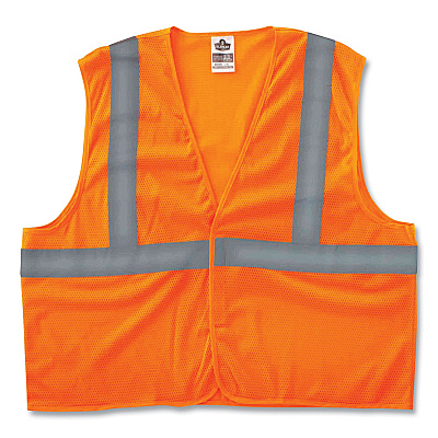 ergodyne GloWear 8205HL Class 2 Super Economy Mesh Vest, Polyester, Orange, X-Small (EGO20961)