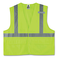 ergodyne GloWear 8225HL Class 2 Standard Solid Hook and Loop Vest, Polyester, Lime, Small/Medium (EGO21183)
