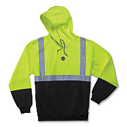 ergodyne GloWear 8293 Hi-Vis Class 2 Hooded Sweatshirt Black Bottom, Polar Fleece, Small, Lime (EGO21685)