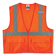 ergodyne GloWear 8225Z Class 2 Standard Solid Vest, Polyester, Orange, Large/-Large (EGO21155)