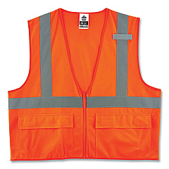 ergodyne GloWear 8225Z Class 2 Standard Solid Vest, Polyester, Orange, Large/-Large (EGO21155)