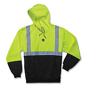 ergodyne GloWear 8293 Hi-Vis Class 2 Hooded Sweatshirt Black Bottom, Polar Fleece, Small, Lime (EGO21686)