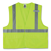 ergodyne GloWear 8225HL Class 2 Standard Solid Hook and Loop Vest, Polyester, Lime, 4X-Large/5X-Large (EGO21189)