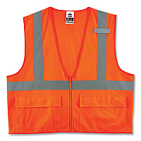 ergodyne GloWear 8225Z Class 2 Standard Solid Vest, Polyester, Orange, 4X-Large/5X-Large (EGO21159)