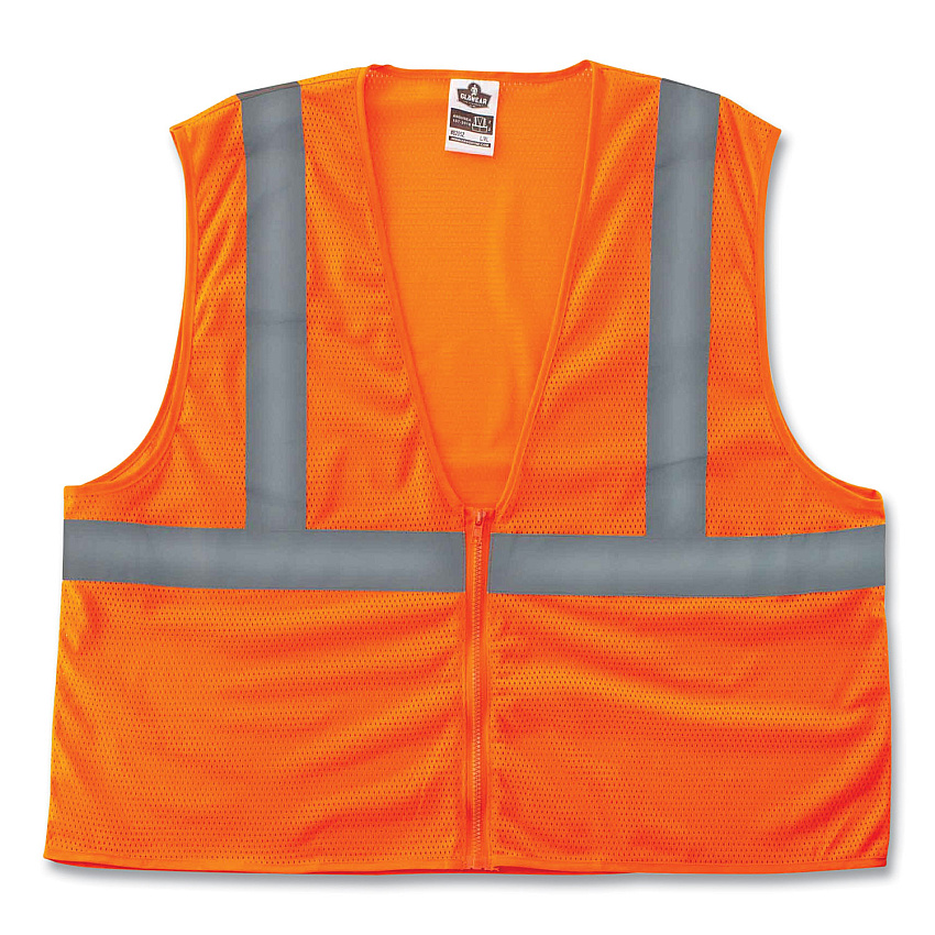 ergodyne GloWear 8205Z Class 2 Super Economy Mesh Vest, Polyester, Orange, Large/X-Large (EGO20985)