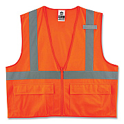 ergodyne GloWear 8225Z Class 2 Standard Solid Vest, Polyester, Orange, 2X-Large/3X-Large (EGO21157)