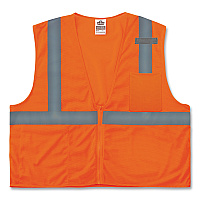 ergodyne GloWear 8210Z Class 2 Economy Mesh Vest, Polyester, Orange, 4X-Large/5X-Large (EGO21049)