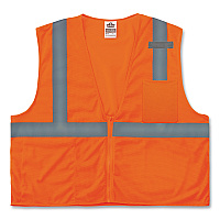 ergodyne GloWear 8210Z Class 2 Economy Mesh Vest, Polyester, Orange, X-Small (EGO21041)