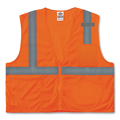 ergodyne GloWear 8210Z Class 2 Economy Mesh Vest, Polyester, Orange, X-Small (EGO21041)