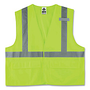 ergodyne GloWear 8225HL Class 2 Standard Solid Hook and Loop Vest, Polyester, Lime, 2X-Large/3X-Large (EGO21187)