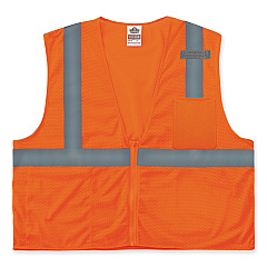 ergodyne GloWear 8210Z Class 2 Economy Mesh Vest, Polyester, Orange, 2X-Large/3X-Large (EGO21047)