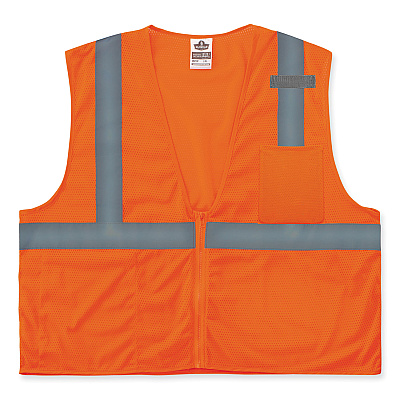 ergodyne GloWear 8210Z Class 2 Economy Mesh Vest, Polyester, Orange, 2X-Large/3X-Large (EGO21047)
